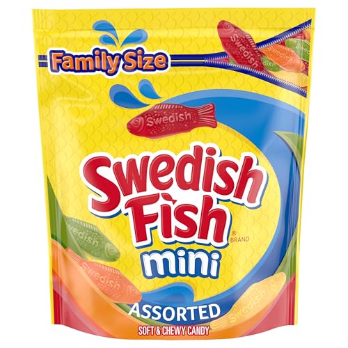 SWEDISH FISH Mini Assorted Soft & Chewy Gummy Candy, Family Size, 1.8 lb